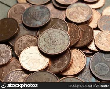 Range of Euro coins useful as a background. Euro coins background
