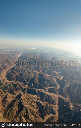 Range of mountains in Sinai from aerial view