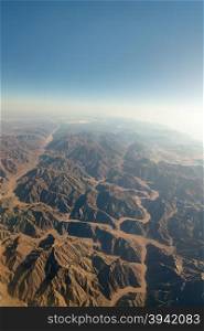 Range of mountains in Sinai from aerial view