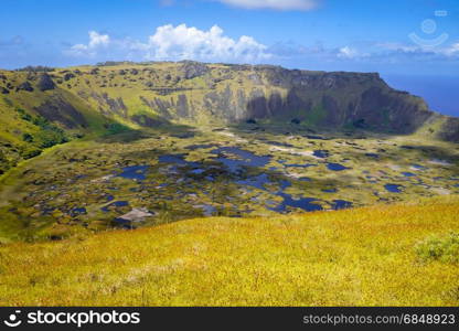 Rano Kau volcano crater in Easter Island, Chile. Rano Kau volcano crater in Easter Island