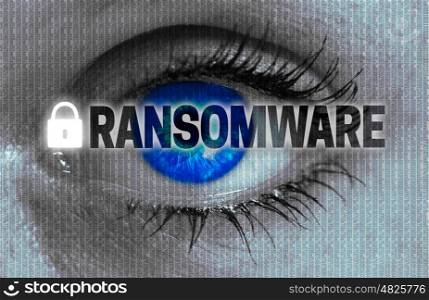 ransomware eye looks at viewer concept. ransomware eye looks at viewer concept.