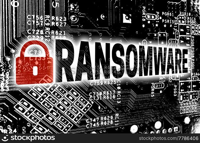 Ransomware with circuit board concept.. Ransomware with circuit board concept