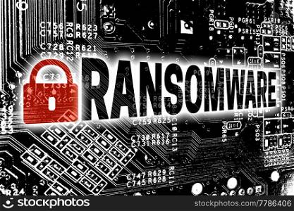 Ransomware with circuit board concept.. Ransomware with circuit board concept