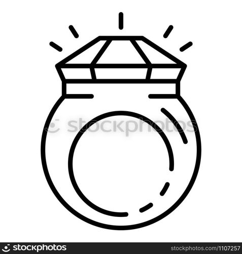 Rap diamond ring icon. Outline rap diamond ring vector icon for web design isolated on white background. Rap diamond ring icon, outline style