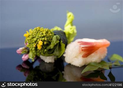 Rape blossoms sushi
