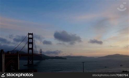 Rapidly moving cloud time lapse over Golden Gate Bridge