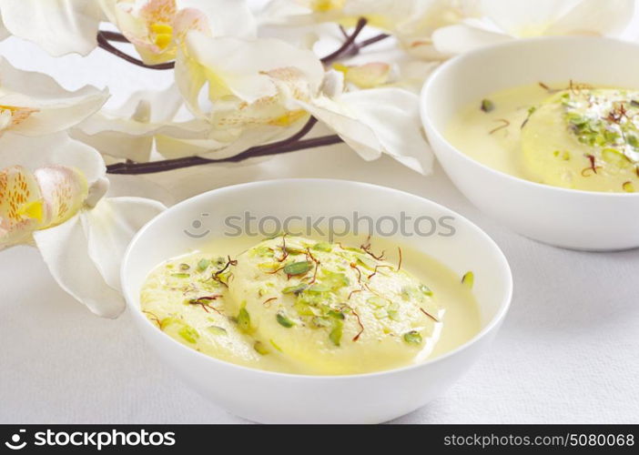 Ras malai in a bowl