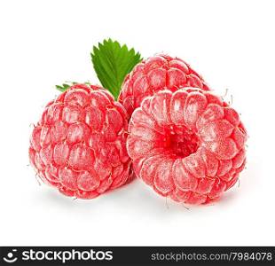 Raspberries isolated on white background.