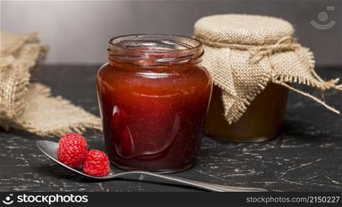 raspberry jam glass jars
