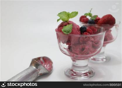 Raspberry Sorbet on White Background
