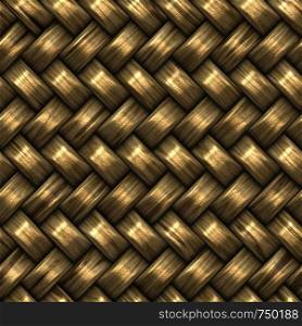 Raster Seamless Golden BasketTwill Weave Pattern. Realistic Texture Rendering. Raster Seamless Golden BasketTwill Weave Pattern