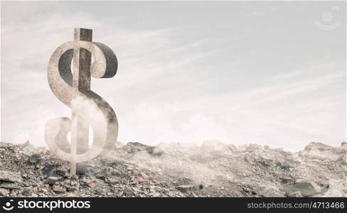 Rate deposit concept. Stone dollar currency symbol as banking concept
