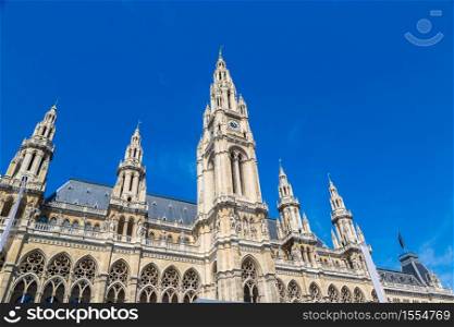 Rathaus (City hall) in Vienna, Austria in a beautiful summer day