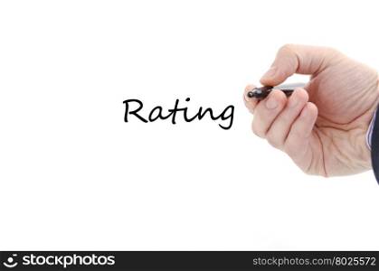 Ratings text concept isolated over white background