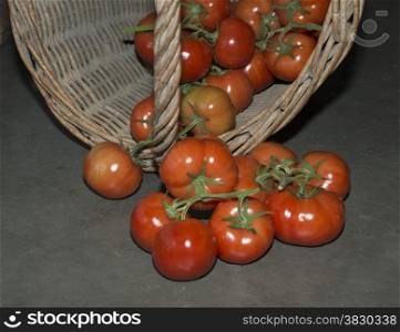 rattan basket with red tomato
