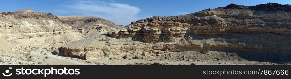 Ravine and mountain in NEgev desert, Israel