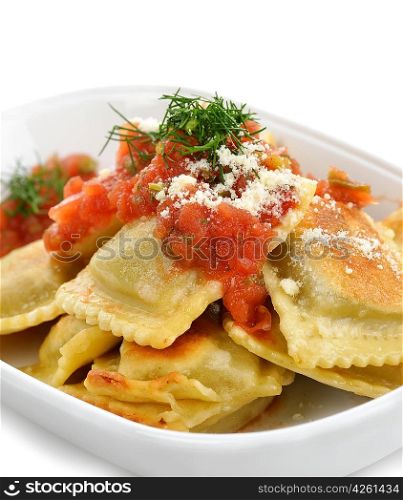 Ravioli Pasta With Tomato sauce And Cheese