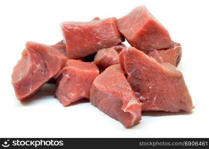 Raw beef meat isolated on white background