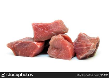 Raw beef meat isolated on white background