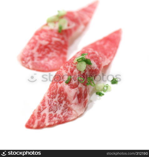 Raw beef sushi