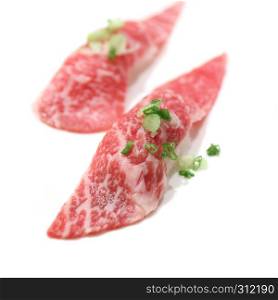 Raw beef sushi