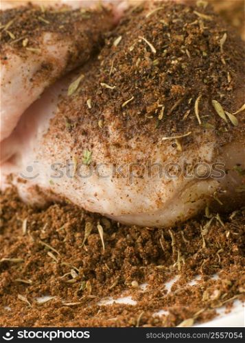 Raw Breast of Chicken with Jerk Seasoning