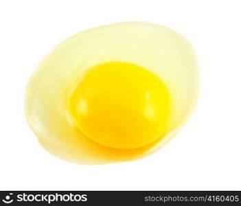 raw broken egg ,close up on white background