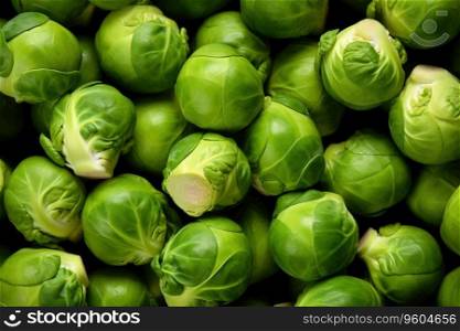 Raw brussels sprouts as background.