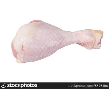Raw chicken leg isolated on a white background