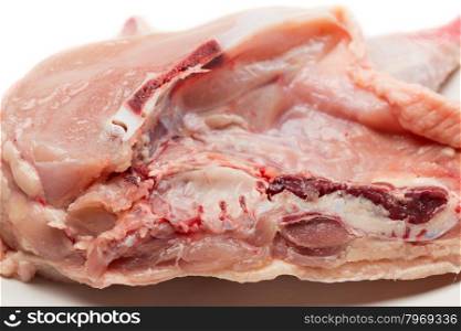 Raw chicken meat close-up. Fresh meat section.
