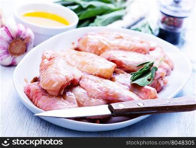 raw chicken wings with salt and spice