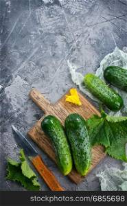 raw cucumbers on a table,stock photo