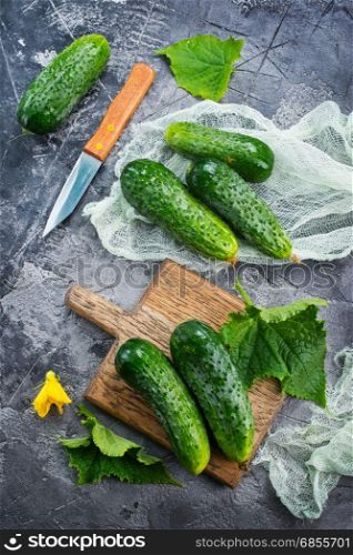 raw cucumbers on a table,stock photo
