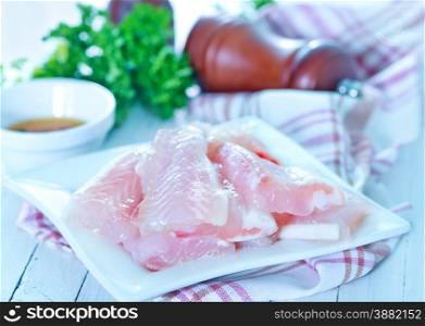 raw fish and spice on a table