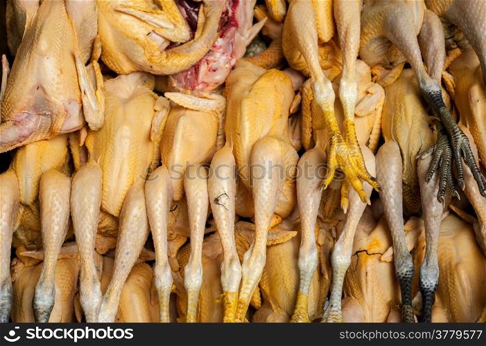 Raw fresh organic duck for sale at asian food market