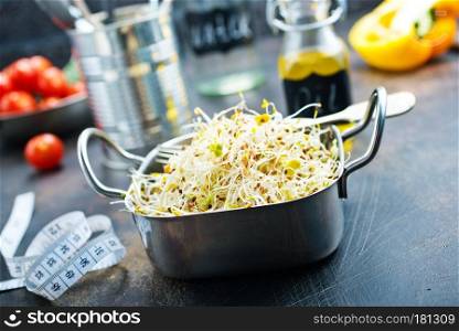 Raw fresh young organic sprouts in bowl
