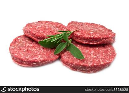 raw hamburger isolated on white background