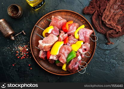 raw kebab, raw meat for kebab with spice