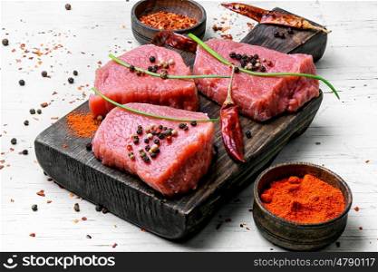 Raw meat beef