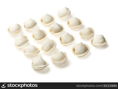 raw meat dumplings isolated on white background