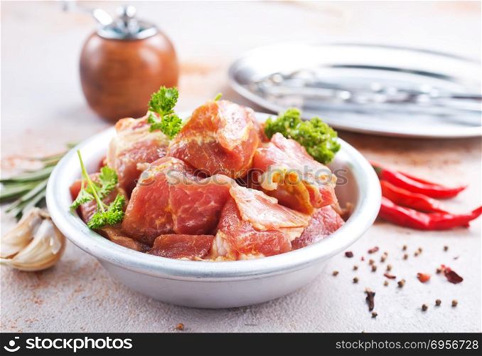 raw meat. raw meat with spice and salt, raw meat for kebab