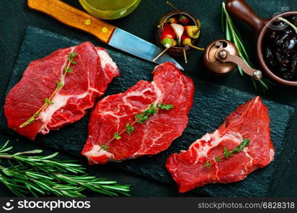 raw meat with aroma spice and sea salt