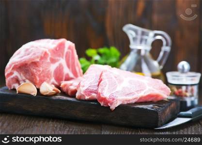 raw meat with aroma spice on a table