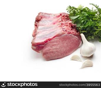 raw meat with parsley and garlic