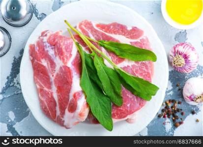 raw meat with pepper and salt on the plate