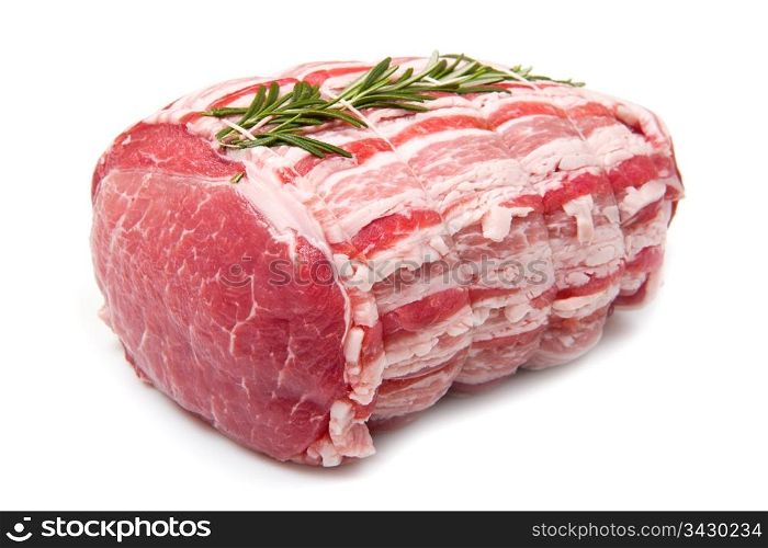 raw meat with rosemary
