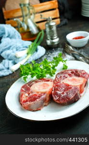 raw meat with salt and aroma spice