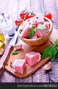 raw meat with salt and pepper in the bowl