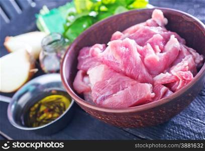raw meat with salt and spice in the bowl