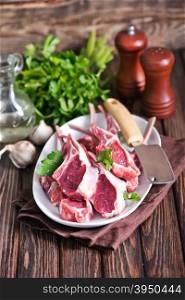 raw meat with spice and herb on a table